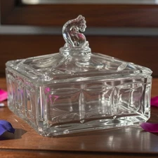 Fenton Crystal Plymouth Dolphin Trinket Box ORIGINAL 1930'S Glass Imperfect