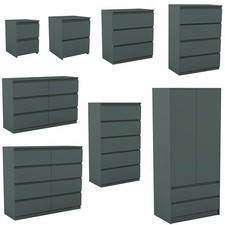 Denver Green Modern Chest Bedside Chest Wardrobe Storage Bedroom Furniture Set
