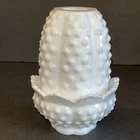 Vtg Fenton Fairy Lamp White Hobnail Milk Glass 4.5" Angel Light Granny Cottage
