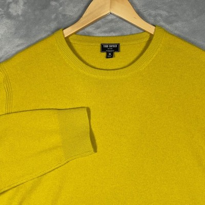 Todd Snyder Mens XL 100% Cashmere Crewneck Sweater Citron Yellow SW3677696-YL52