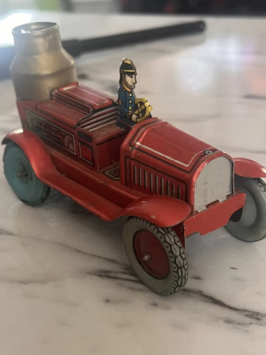 发条消防车印第安纳复古及古董锡玩具汽车| eBay