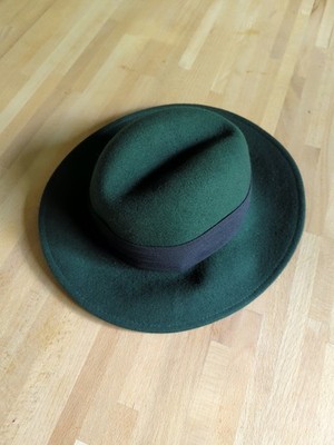 Loro Piana Emerald Green Wool Felt Boater Hat with Black Velvet Band Ceylan teal-green wool felt boater hat, straight brim  main image 4