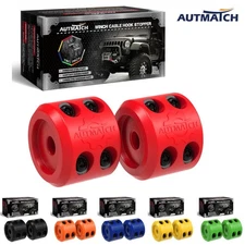 AUTMATCH Winch Cable Hook Stopper Fits Wire&Synthetic Ropes for ATV/UTV 1 &2 pcs