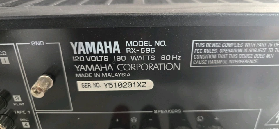 Yamaha RX-596 AM-FM Stereo Receiver, Phono Input, Free Same Day QuikShip - Image 4 of 4