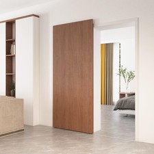 38" Concealed Sliding Door Hardware Kit with Soft Close  Floor Rail, Light W...