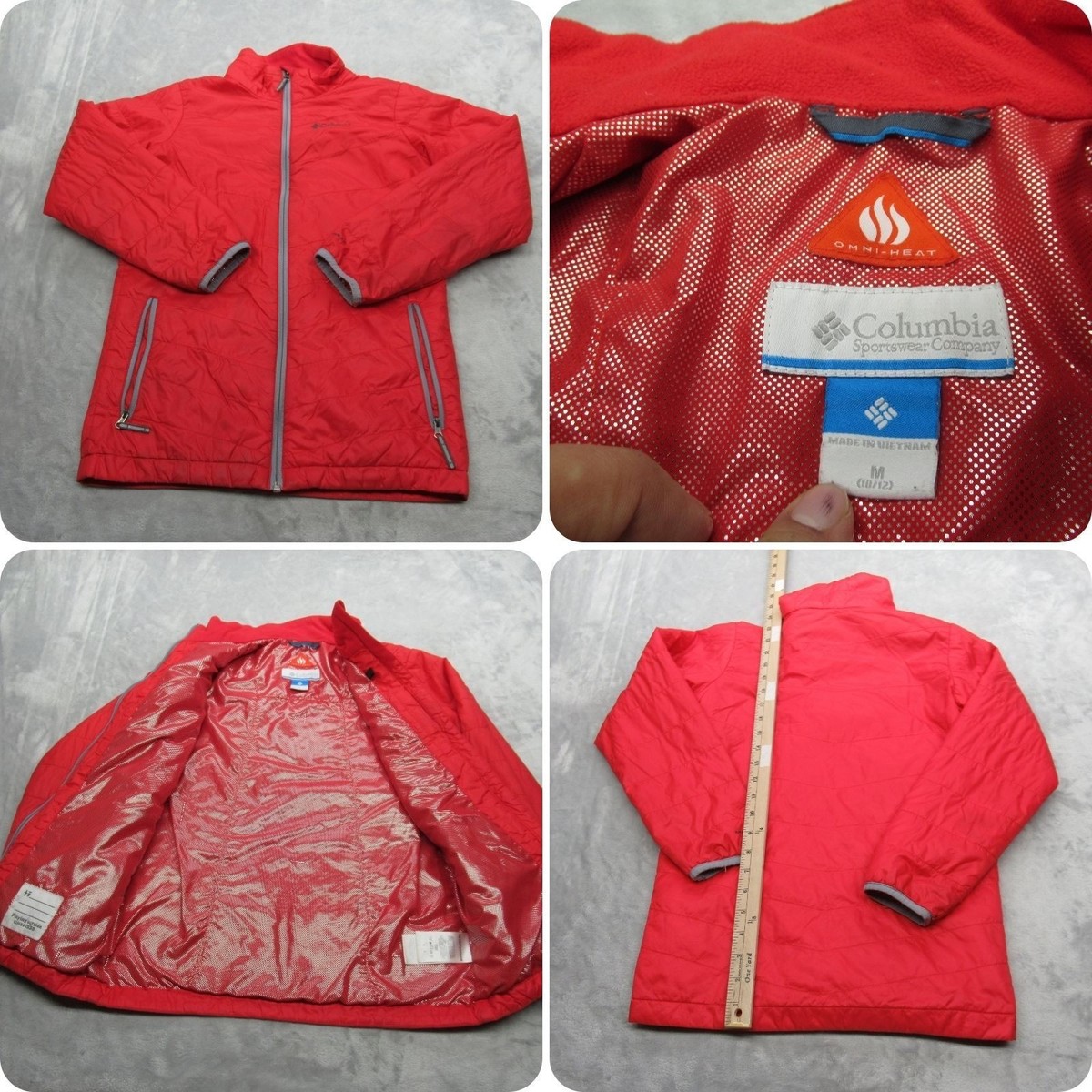 Columbia Jacket Youth Medium Red Pockets Omni Heat Mighty Lite