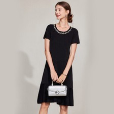 Knitted Dress Summer Elegant Women's High-waisted Fishtail Skirt Ruffled A-line