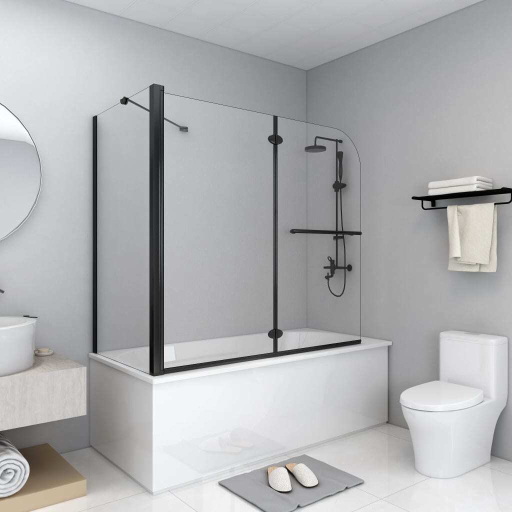 Box Doccia Pieghevole vidaXL in ESG 120x68 cm Nero