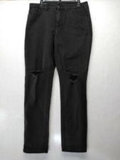 SEVEN 7 Tummy Less High Rise Skinny Jeans Sz 4 Slender Waist Black Distressed
