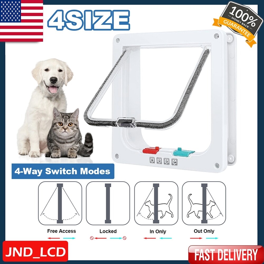 Way Small S-XL Size Cat Pet Screen Flap Door Pet Cat Free Access
