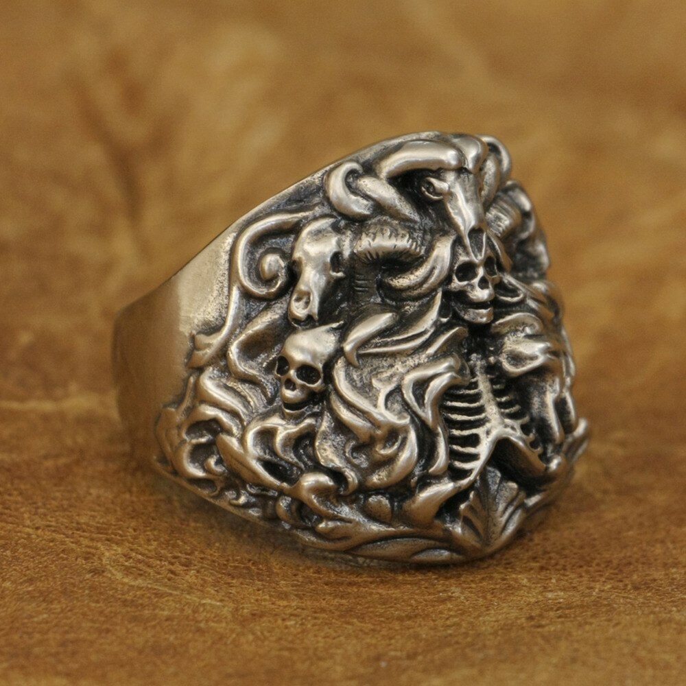 Prison スカルリング Dark Banshee Skull Cupronickel Ring Biker Punk Jewelry