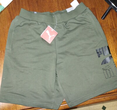 Puma Rebel Mens Forest Green 9'' Workout Shorts Size: Large
