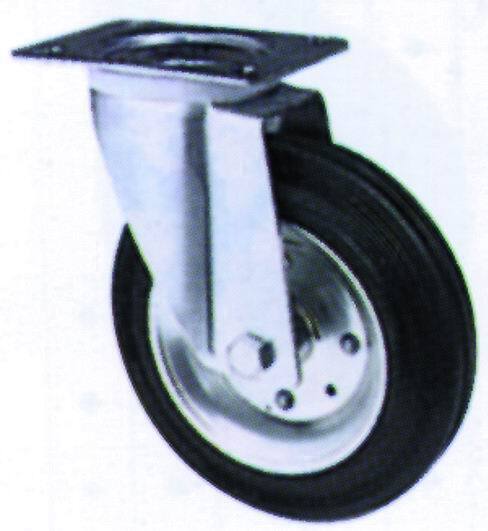 RUOTA GOMMATA BASE GIREVOLE    80X27 MM