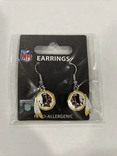 Washington Redskins Legacy Football Team Logo NFL Silver Dangle Earrings Pair
