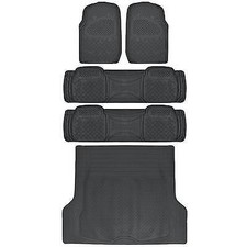 Weatherplus Rubber Floor Mats 2 Liners Cargo Trunk Mat - Heavy Duty Gear Black