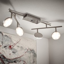 LED Decken Lampe Leuchte D108 2 schwenkbare Arme nickel matt Chrom Applikationen