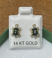 Turtle Earrings 14K Solid Gold With Safety Backing