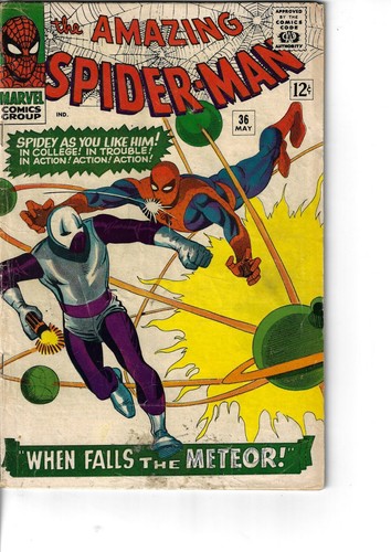 Amazing Spider-Man 36 Meteor Man VG 1966 Glossy Ditko Cover