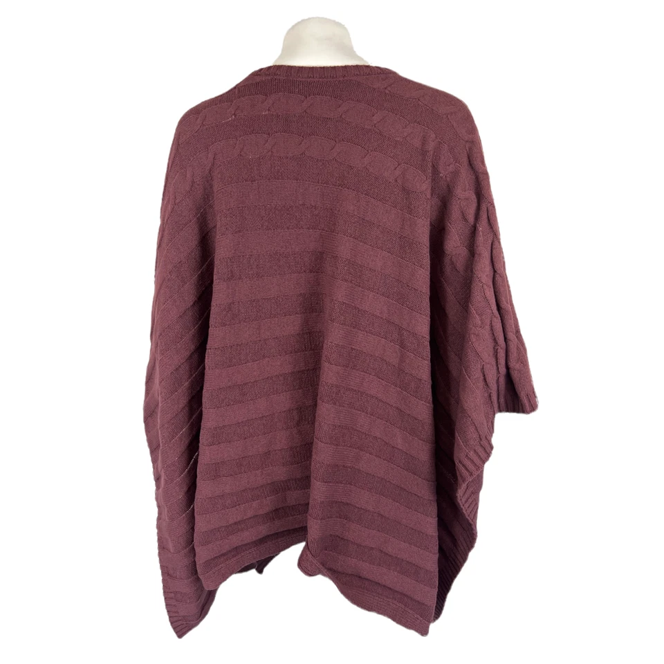 Lisa Rinna Collection Women's Cable Knit Poncho Top Merlot X-Small/Small Size Foto 2 de 2