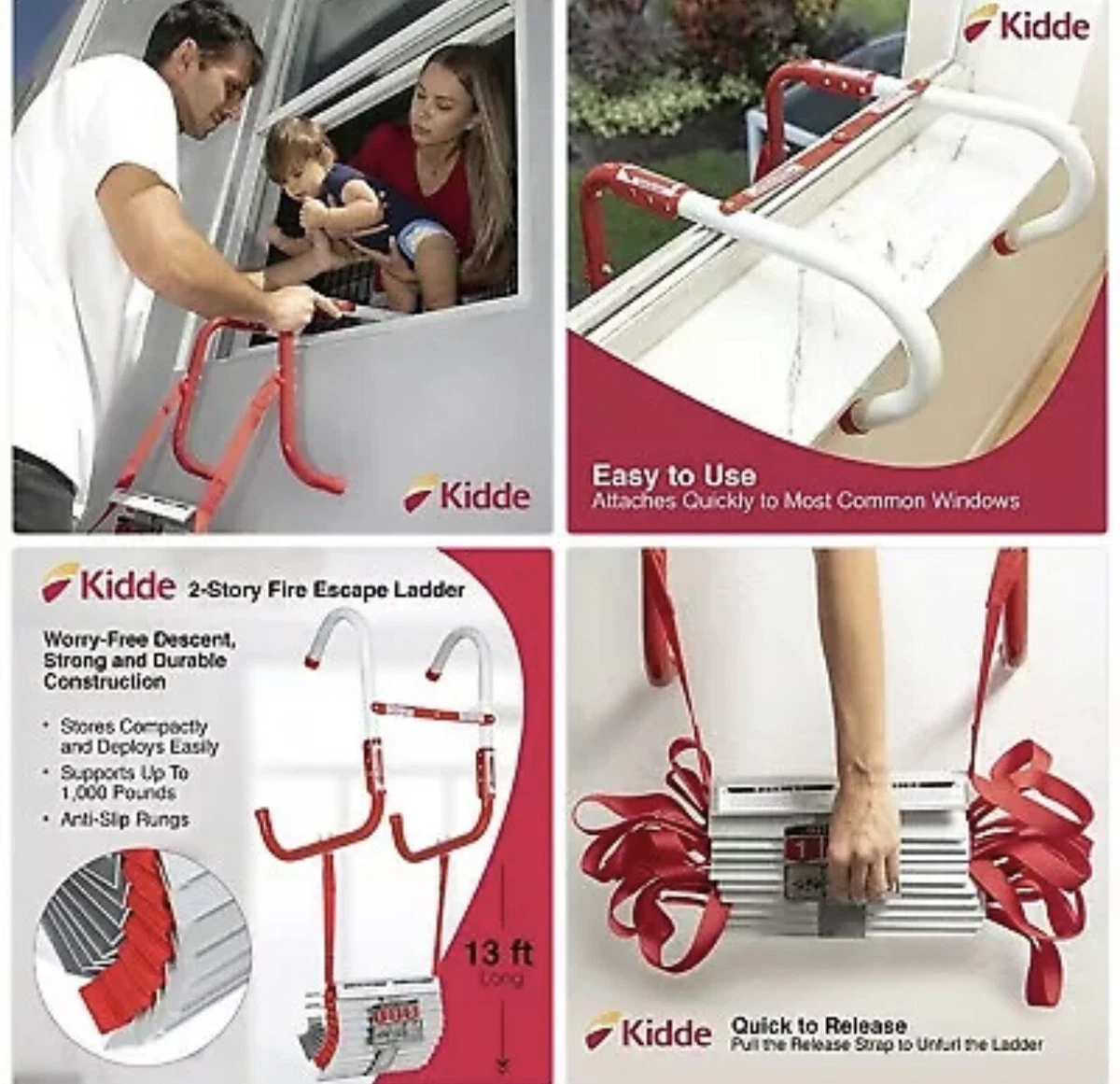 Kidde 468193 KL2S, Story Fire Escape Ladder With AntiSlip, 60 OFF