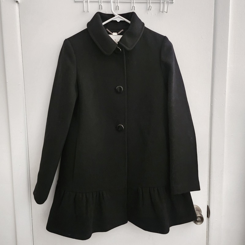 NWOT Kate Spade Black Coat with Peplum Hem, XS