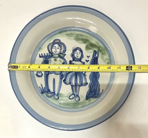 M.A. Hadley Pottery 13” Ceramic Serving Platter Farmer and Farmer Wife Signed - Picture 4 of 5