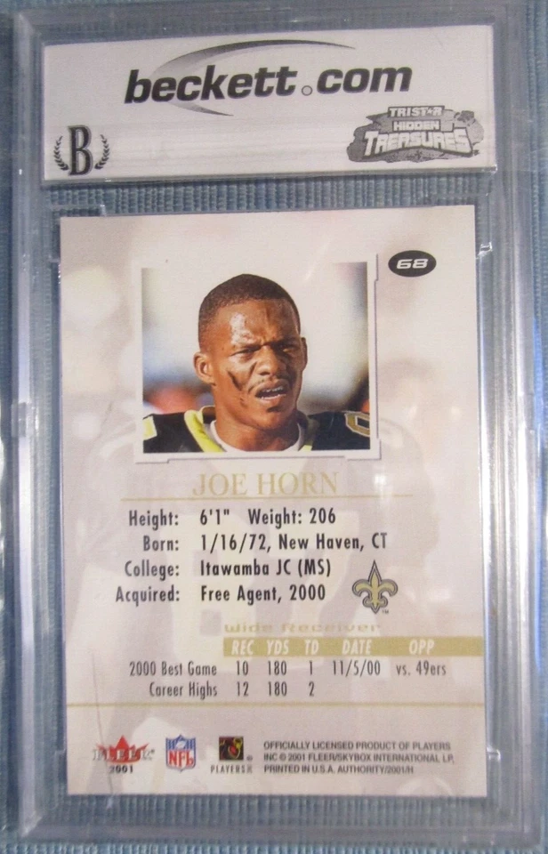 2001 FLEER AUTHORITY JOE HORN CARD BCCG GRADED 10 - Image 2 of 2