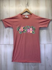 Vintage Jerzees Hawaii Floral Graphic Single Stitch Womens Shirt Dress-10179