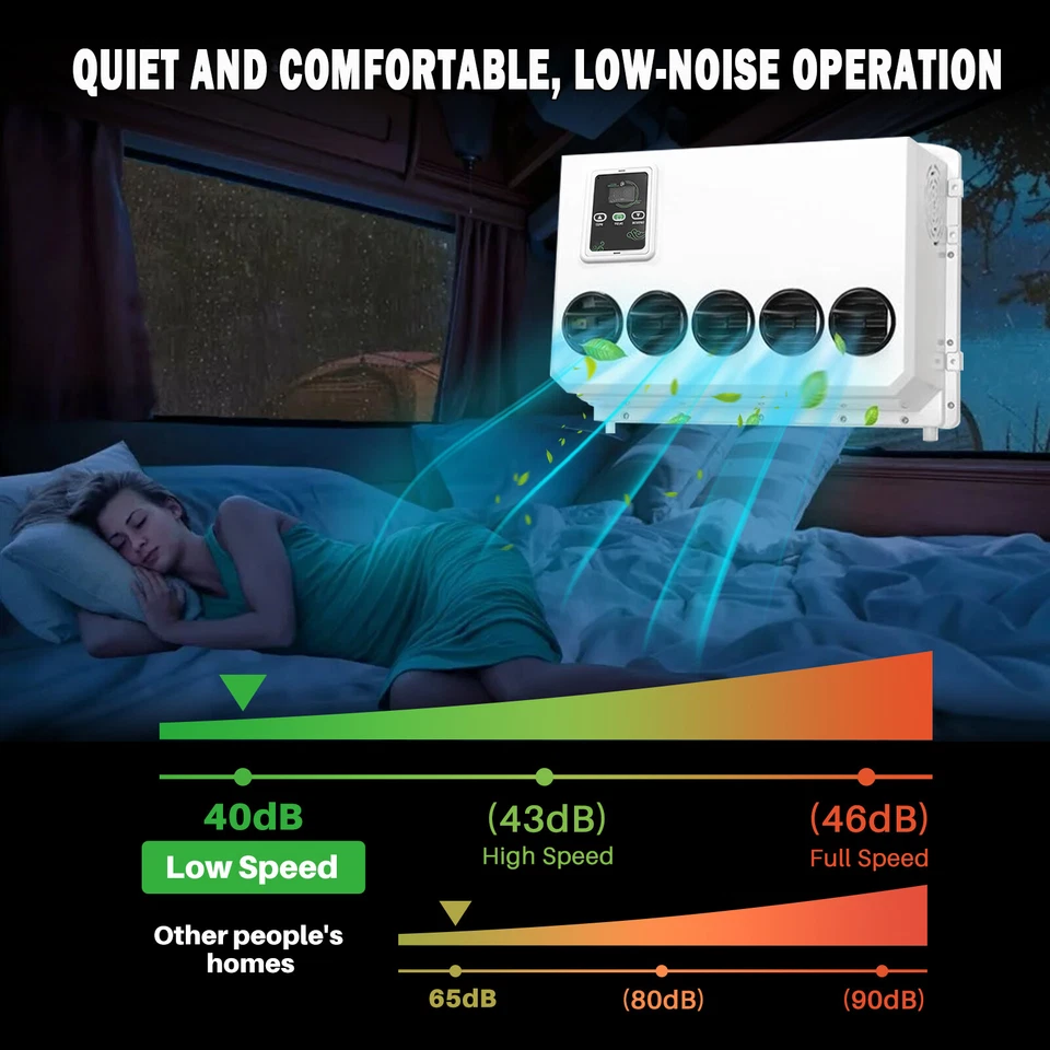 12V Electric Split Air Conditioner Cab AC Unit Kit For Truck Semi Bus RV Caravan - Image 2 of 4