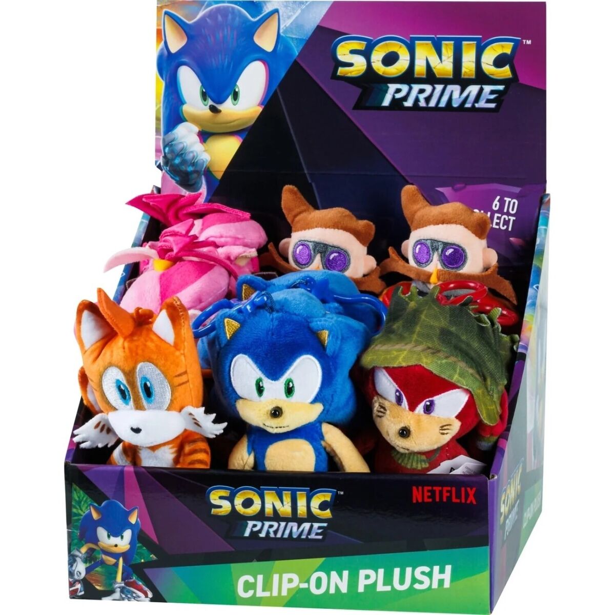 P.M.I. SONIC PRIME NETFLIX SOFT PLUSH CLIP ON KEYRING TOYS SON7004 ASSORT  15 CM