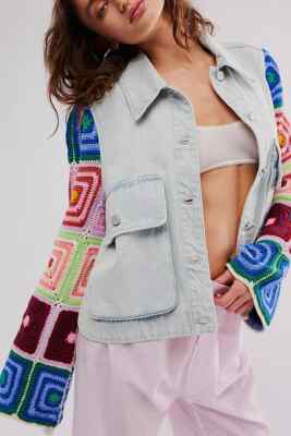 Free People NWT Size XS FABULOUS Young Love Blank NYC Denim Knit