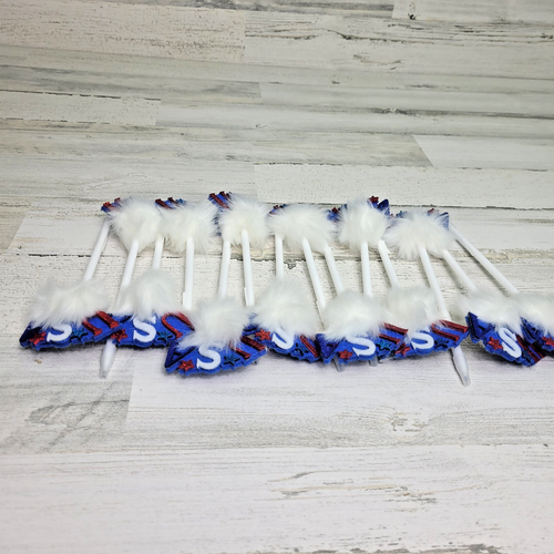 USA Ink Pens Red White Blue 4th Of July White Fuzzy Set of 14 Pens - Picture 11 of 11