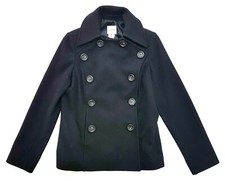 Celine Black Double Breasted Pea Coat Jacket Size 40 Womens Made In France 