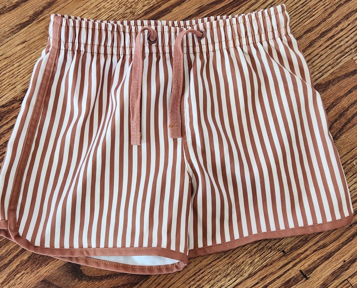 Rylee Crew Rust Stripe Baby Swim Trunks Size 4-5Y NWOT