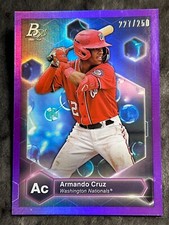 2022 Bowman Platinum PURPLE FOIL REFRACTOR PROSPECT ROOKIE Armando Cruz 227/250