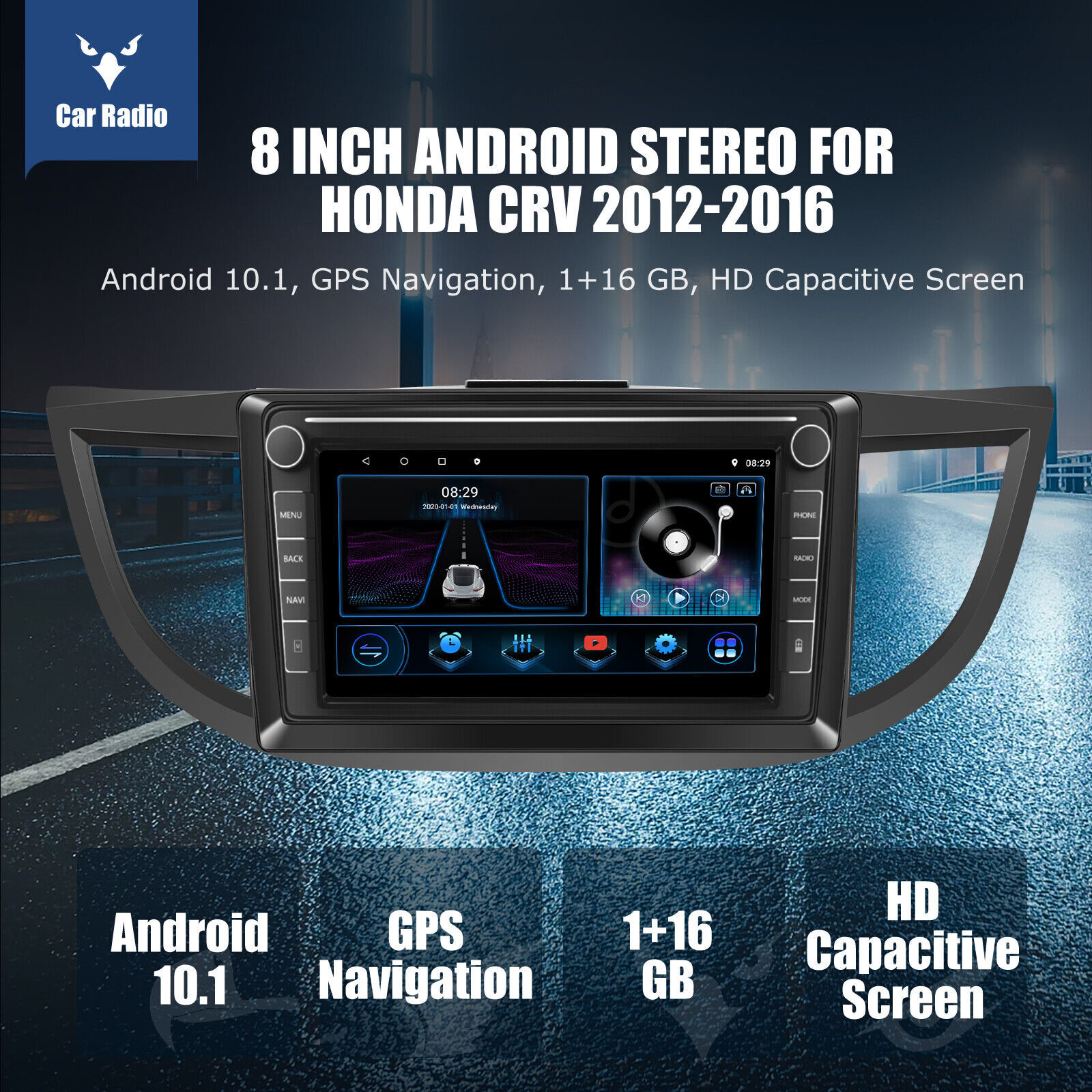 For Honda CRV 201216 Android 10 Car Stereo Radio 10" Player GPS Navi
