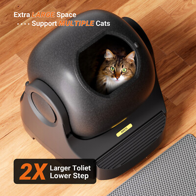 89.5L Extra Large Automatic Cat Litter Box with Mat