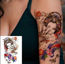 Japanese geishaTemporary Tattoos Arm Body Sticker Fake Waterproof Art Halloween