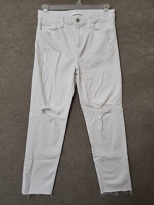 Joes The Niki Mid Rise Boyfriend Jeans Womens 30 White Distressed Raw Hem