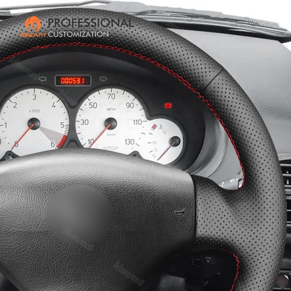 Hand sewn Perforated Real Leather Steering Wheel Cover for Peugeot206 2003-2006 - image 4 of 4