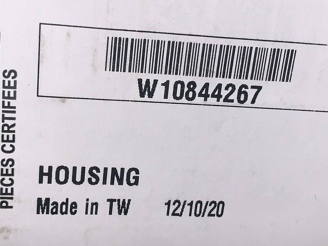 W10844267 WATER FILTER HOUSING WHIRLPOOL REFRIGERATOR WRF560SEYB00