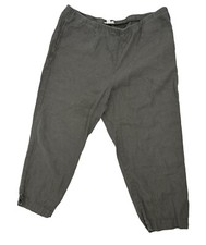 J Jill Love Linen Women's Pull On Flax Wide Leg Cropped Pants Large Tan