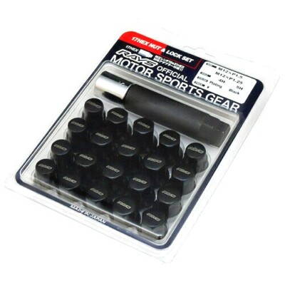 RAYS VOLK RACING 17 HEX WHEELS LOCK LUG NUTS 12X1.5 ACORN RIMS BLACK FITS HONDA