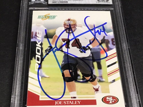 Joe Staley Signed 2007 Score Rookie Card #325 RC 49ers Auto Beckett BAS COA 1I - Picture 4 of 7