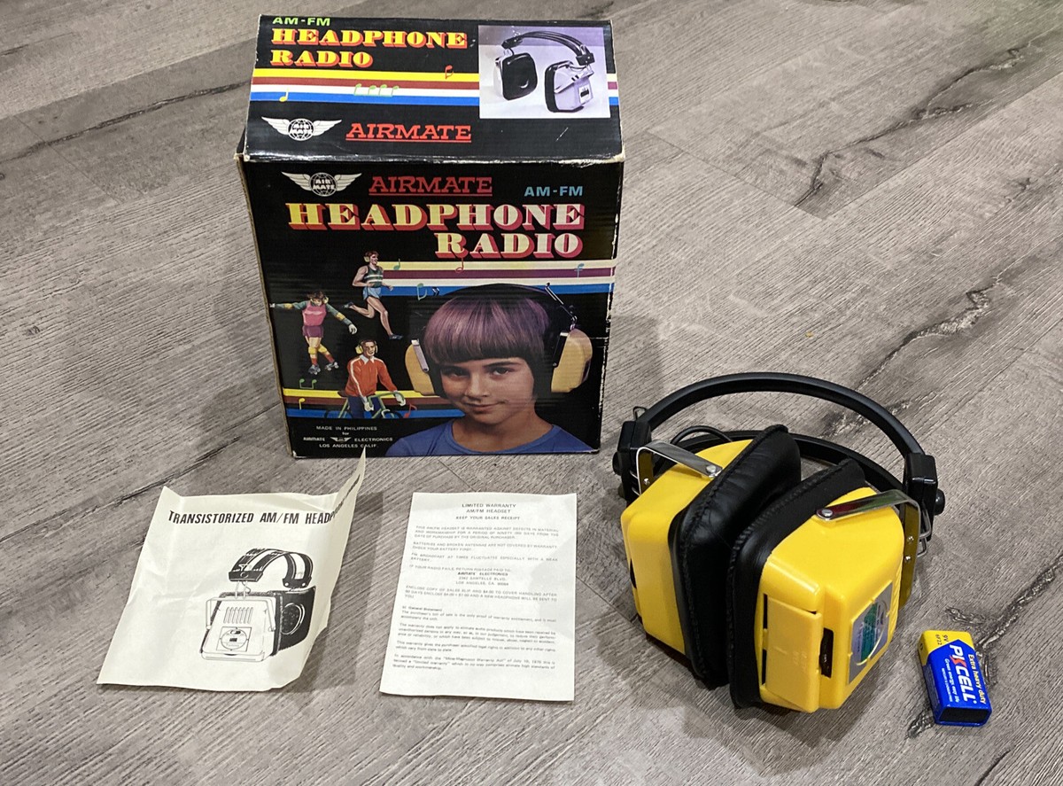 Vintage Original Airmate Am/Fm Headphone Radio 80's Headset MR