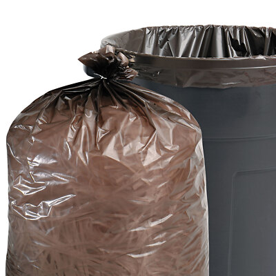 Stout 100% Recycled Plastic Garbage Bag 55-60gal 1.5mil 38x60 Brown/Black 100/CT
