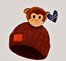 Love Your Melon 0-6 mo. Pom Beanie Stocking Hat Brown Monkey Cap Baby Toddler
