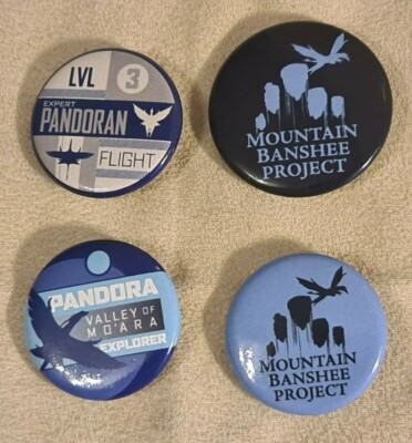 Disney Pins / Badges : 4 x Valley Mo'ara + Pandoran Flight + 2 - Banshee Project