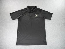 Champion Polo Shirt Mens Medium Black Gold Short Sleeve Army Black Knights Logo