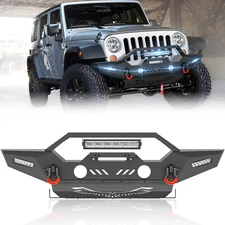 Front Bumper With Skid Plate+Winch Plate For 2007-2017 2018 Jeep Wrangler JK JKU